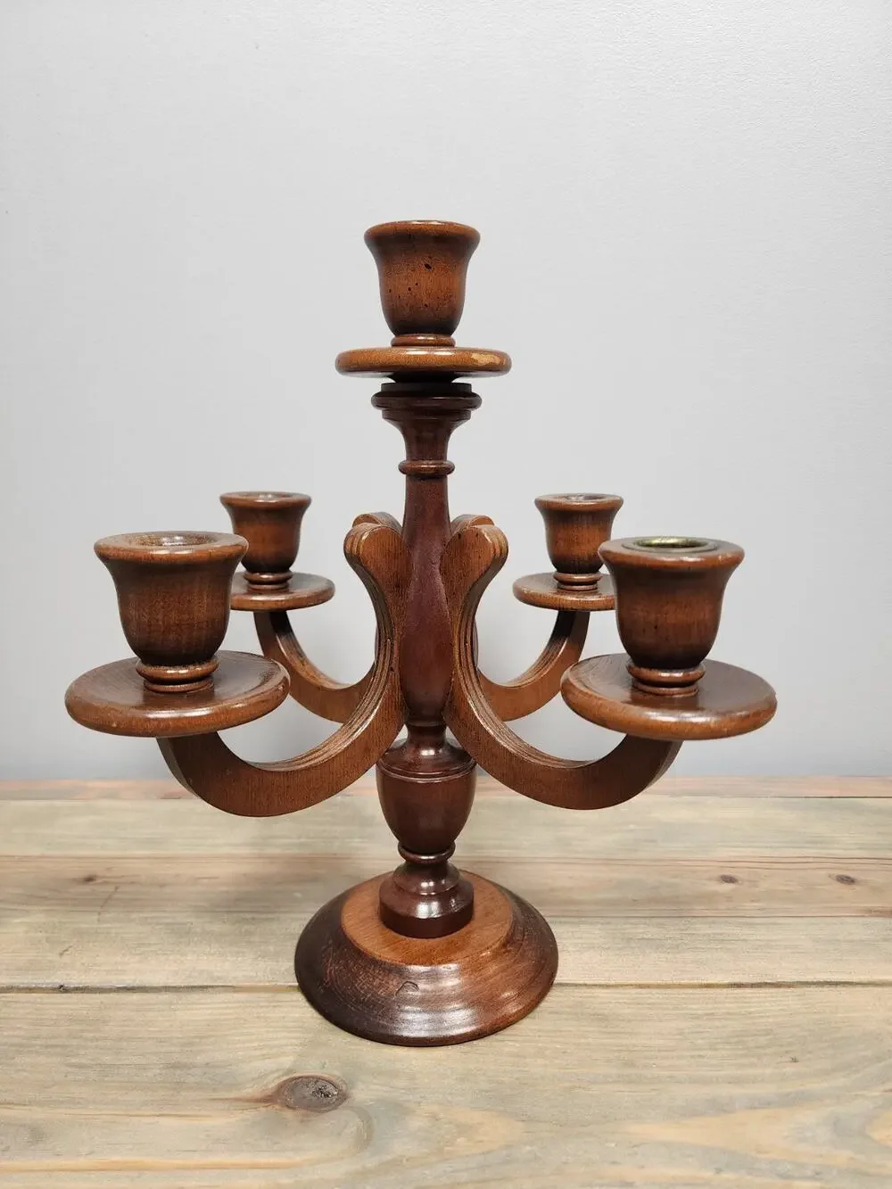 Vintage Charles Lesters Wooden Carved Candleabra 5 Taper 13